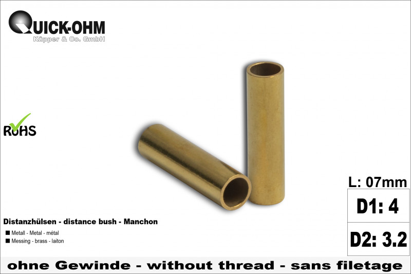 Abstandshülsen Messing-Länge 07mm Abstandshülsen Messing-Länge 07mm