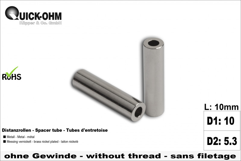 Abstandsrollen Messing vernickelt-Länge 10mm