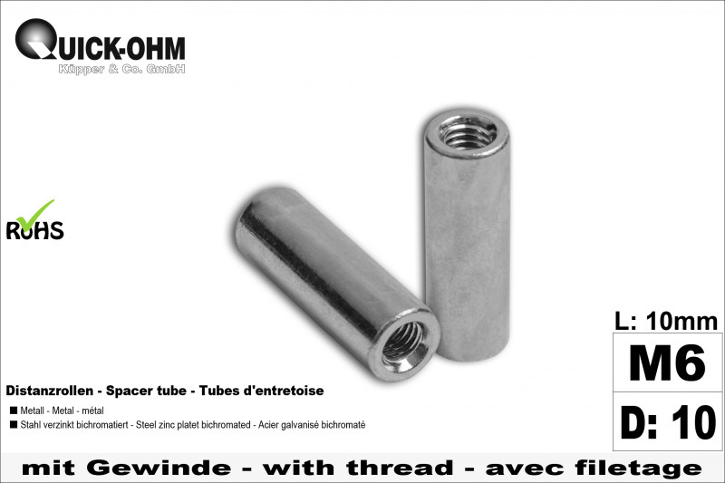 Abstandsrollen Stahl verzinkt-Länge 10mm