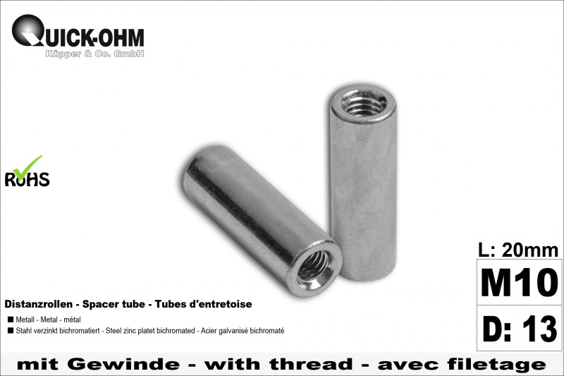 Abstandsrollen Stahl verzinkt-Länge 20mm