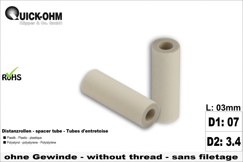 Abstandsrollen Polystyrol-Länge 03mm