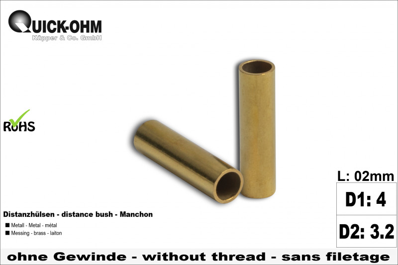 Abstandshülsen Messing-Länge 02mm Abstandshülsen Messing-Länge 02mm